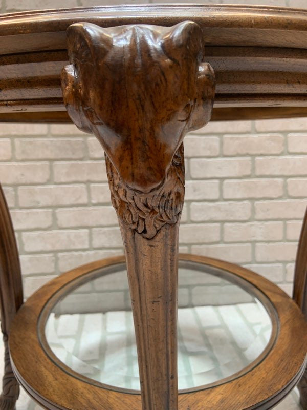 Neoclassical Style Two Tier Rams Head Side Table
