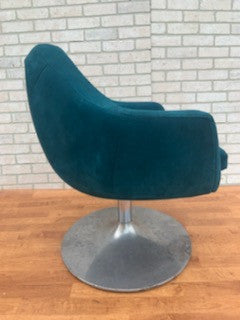Robert John for Tulip Inc. Style Aluminum Swivel Trumpet Base Side Chair Newly Upholstered