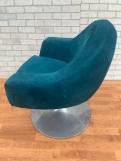 Robert John for Tulip Inc. Style Aluminum Swivel Trumpet Base Side Chair Newly Upholstered