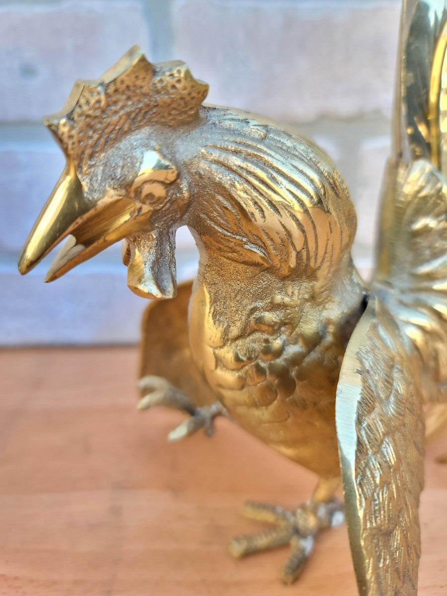 Vintage Fighting Roosters, Book Ends, Sculptural Pieces - Set of 2