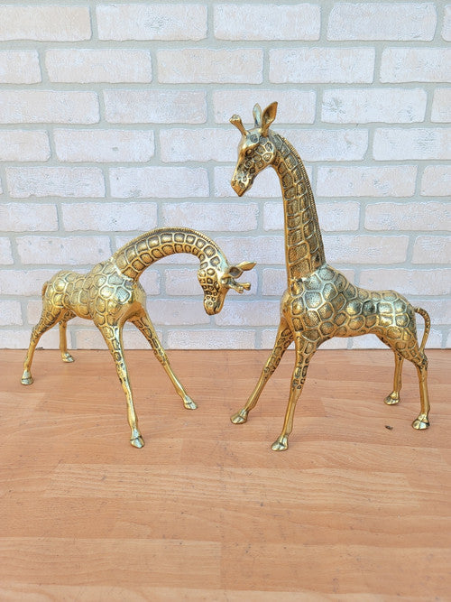 Vintage Brass Giraffe Statues - Set of 2