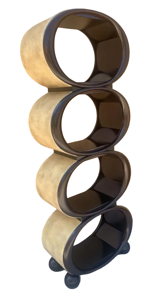 Hollywood Regency Snake Embossed Leather Etagere Shelving Unit
