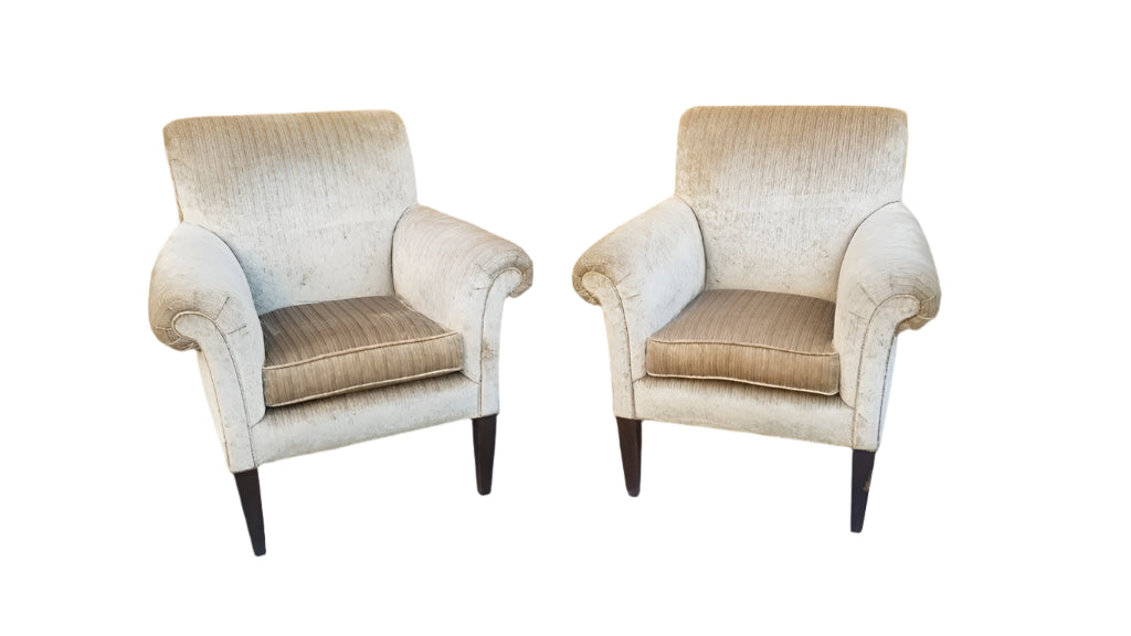 Victorian Flared Arms Velvet Club Chairs - Pair
