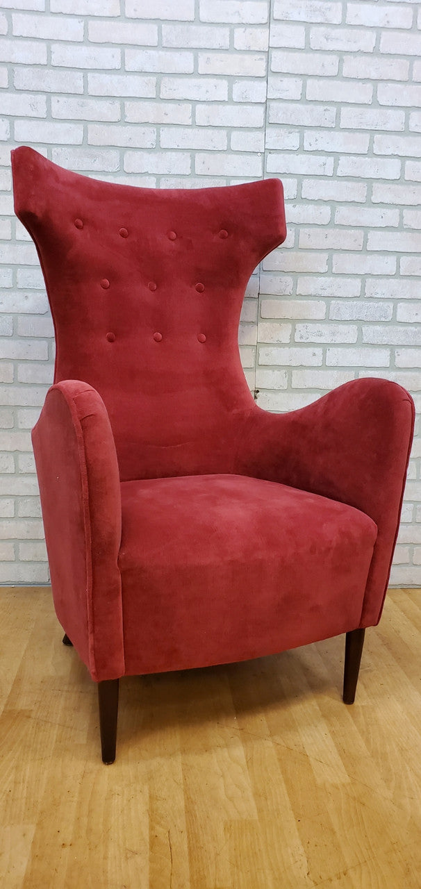 Mid Century Modern Fusia Velvet Malmo Wingback Chairs by Mr. Brown London - Pair