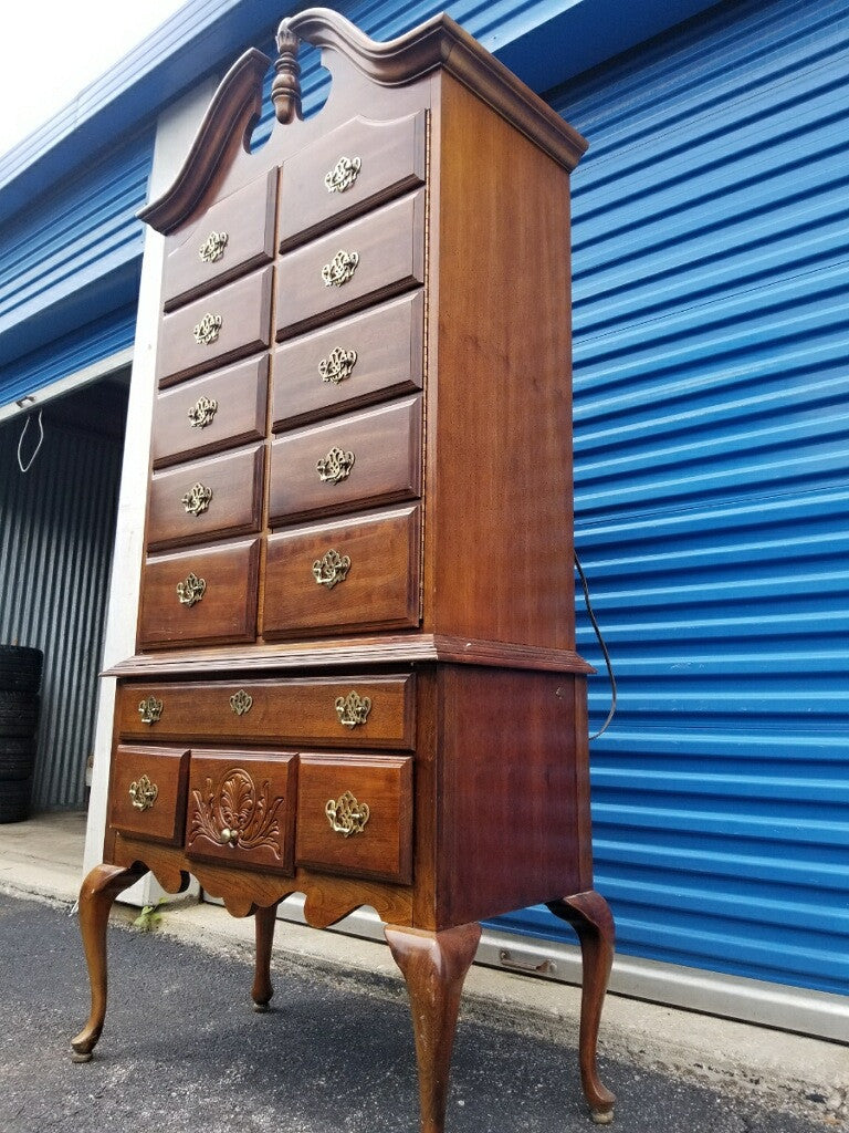American Drew Traditional Highboy Chest Designed Into Liquor Cabinet
