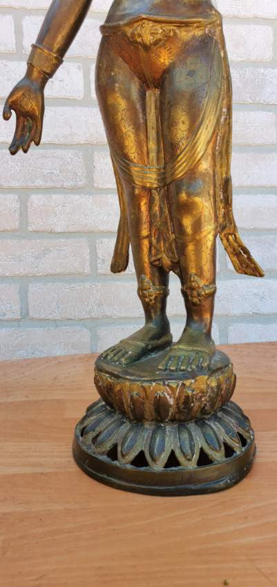 Antique Gilt Bronze Tibetan Hindu Manjurshi Deity Statue