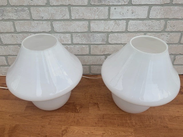 Mid Century Modern Murano Glass Mushroom Table Lamps - Pair