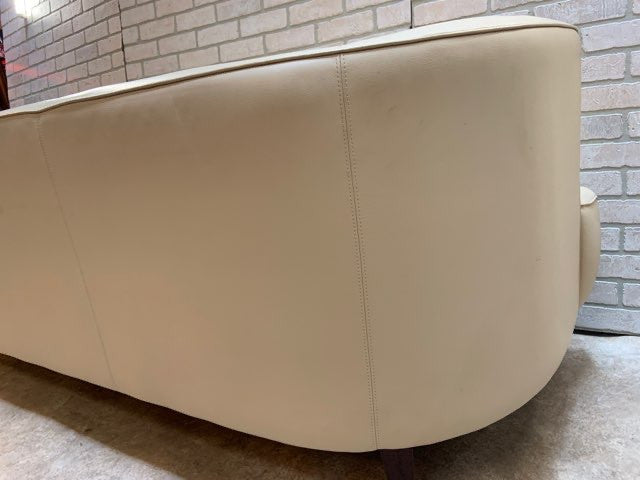Mid Century Modern Italian Moroso Newtone Drop Sofa Newly Upholstered In High End White Silk Velvet