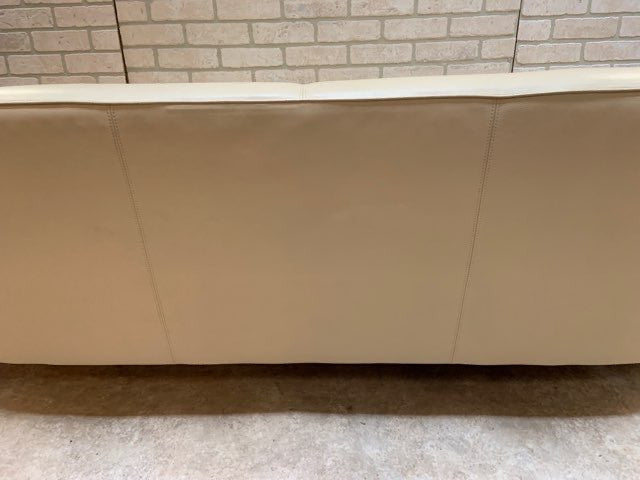 Mid Century Modern Adrian Pearsall Style Vinyl Cream Curved Sofa
