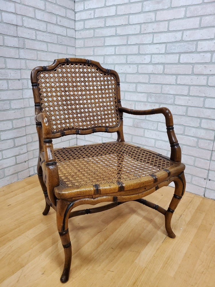 Mic Century Faux Bamboo Armchair with Straw Back and Seat