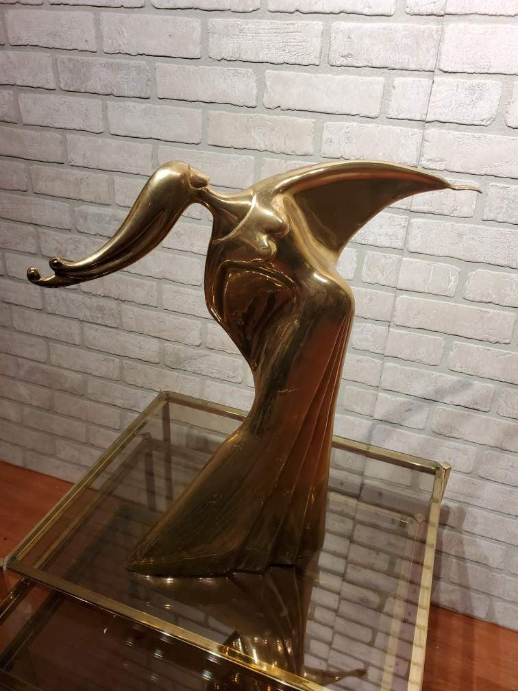 Vintage Deco Large Brass Dancing Woman Statue