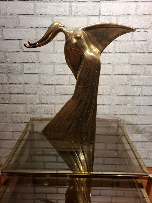 Vintage Deco Large Brass Dancing Woman Statue