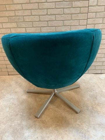 Mid Century Modern Swivel Lounge Chair and Ottoman Newly Upholstered - 2 Piece Set