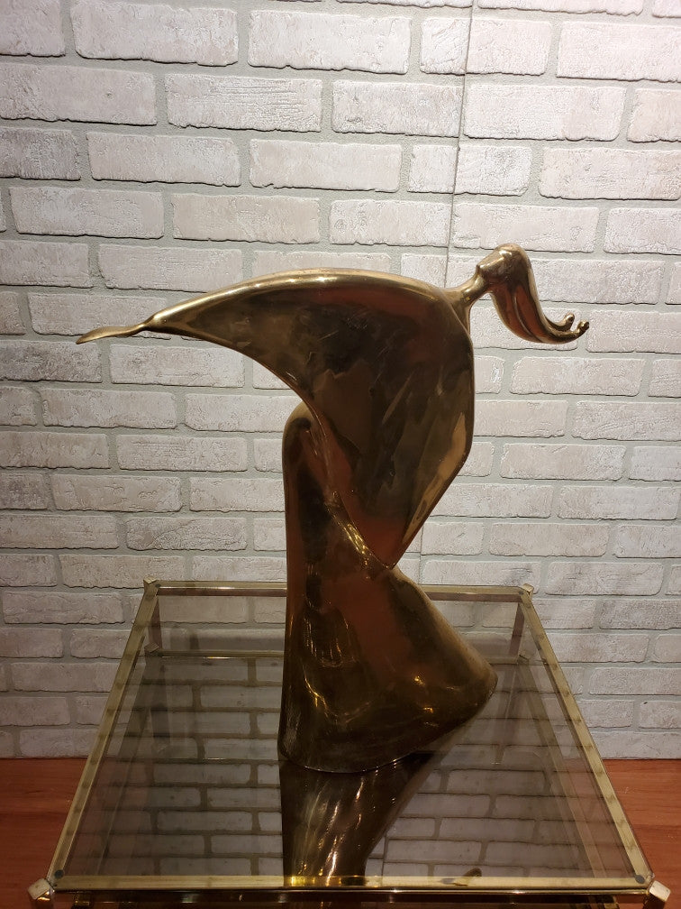 Vintage Deco Large Brass Dancing Woman Statue