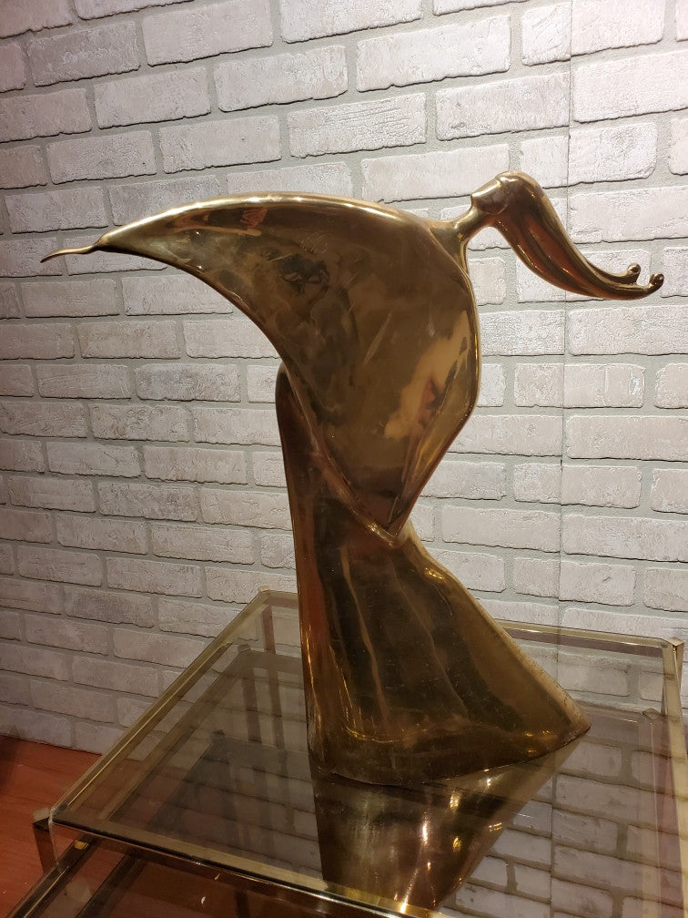 Vintage Deco Large Brass Dancing Woman Statue