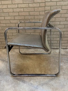 MCM Chrome Dining Table and 4 Chairs by Herman Miller Newly Upholstered