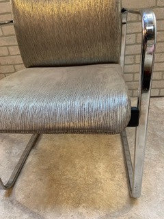 MCM Chrome Dining Table and 4 Chairs by Herman Miller Newly Upholstered