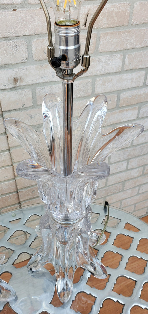 Hollywood Regency French Art Vannes Crystal Table Lamps - Pair
