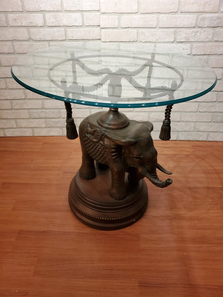 Vintage Bronze Elephant Pedestal Side Table by Erin Lane Estate