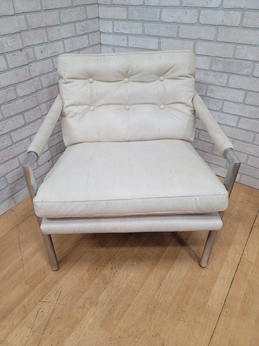 Mid Century Modern Milo Baughman for CY Mann Styled Chrome Flat Bar Chair Newly Upholstered