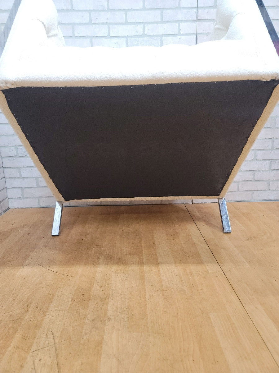 Mid Century Modern Milo Baughman Chrome Frame Cube Lounge Chair Newly Upholstered