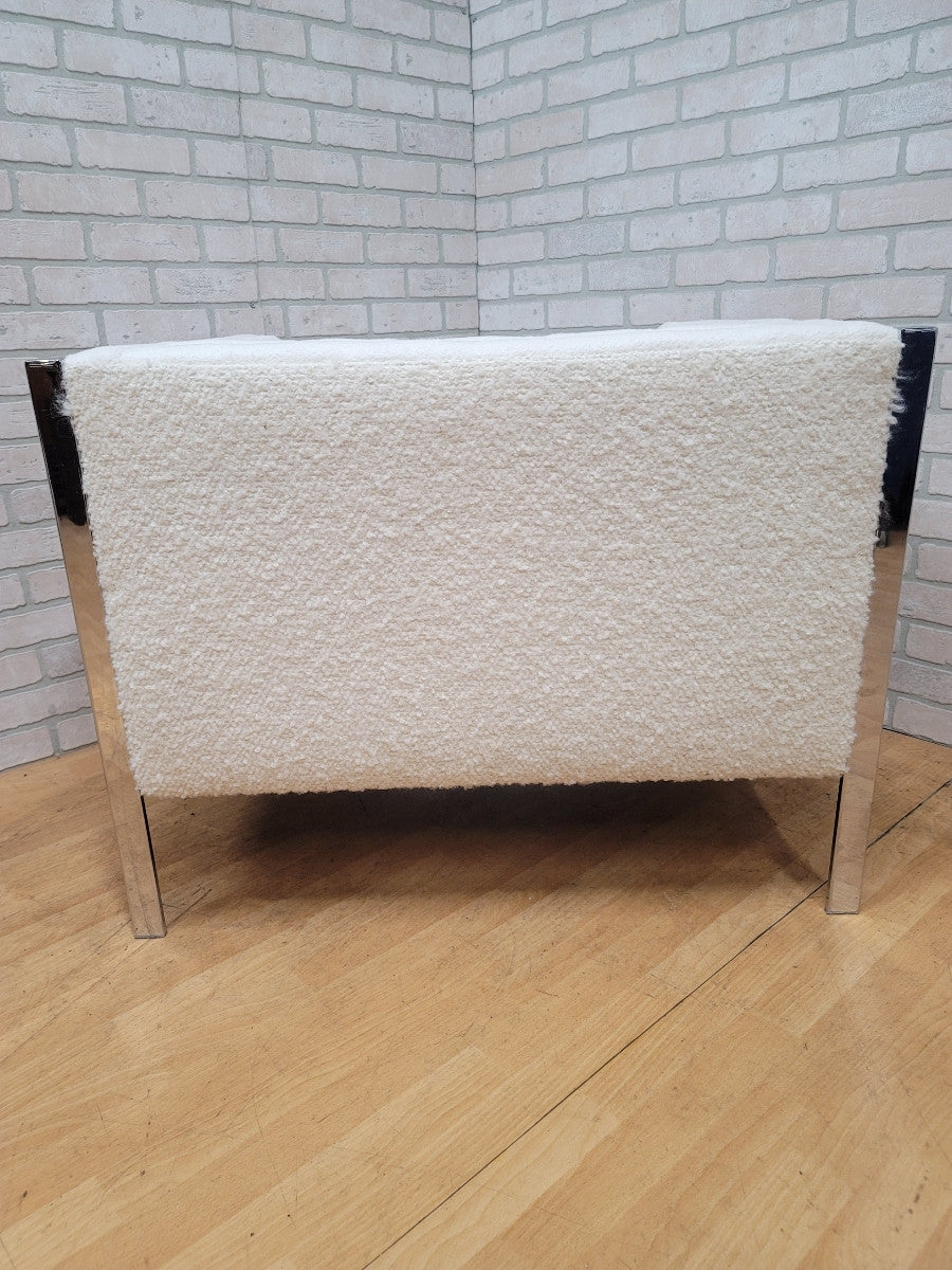 Mid Century Modern Milo Baughman Chrome Frame Cube Lounge Chair Newly Upholstered