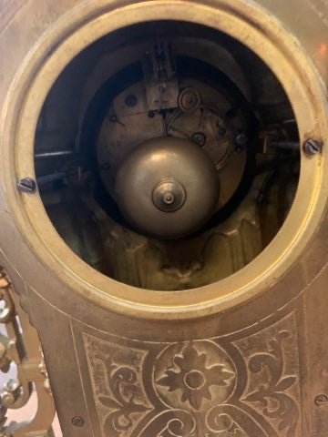 Antique Art Nouveau Mantle Clock and Candelabras - Garniture Set