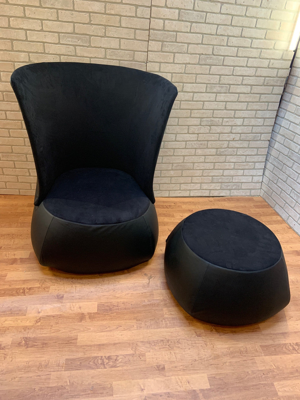 Mid Century B&B Italia FAT Sofa Chair and Ottoman Newly Upholstered - 2 Piece Set