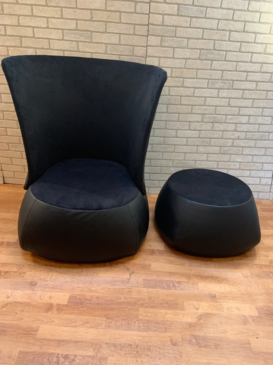 Mid Century B&B Italia FAT Sofa Chair and Ottoman Newly Upholstered - 2 Piece Set