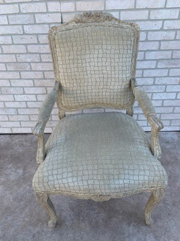 Antique Victorian Carved Stucco Finish Aged Wood Chair