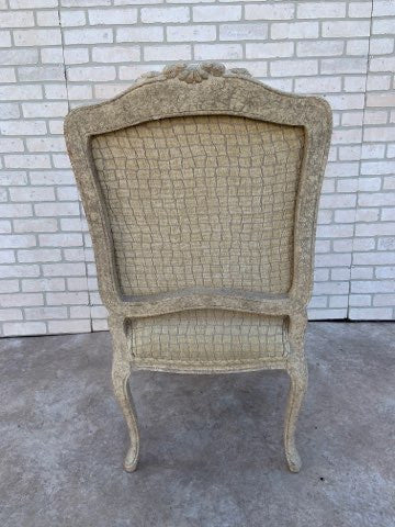 Antique Victorian Carved Stucco Finish Aged Wood Chair