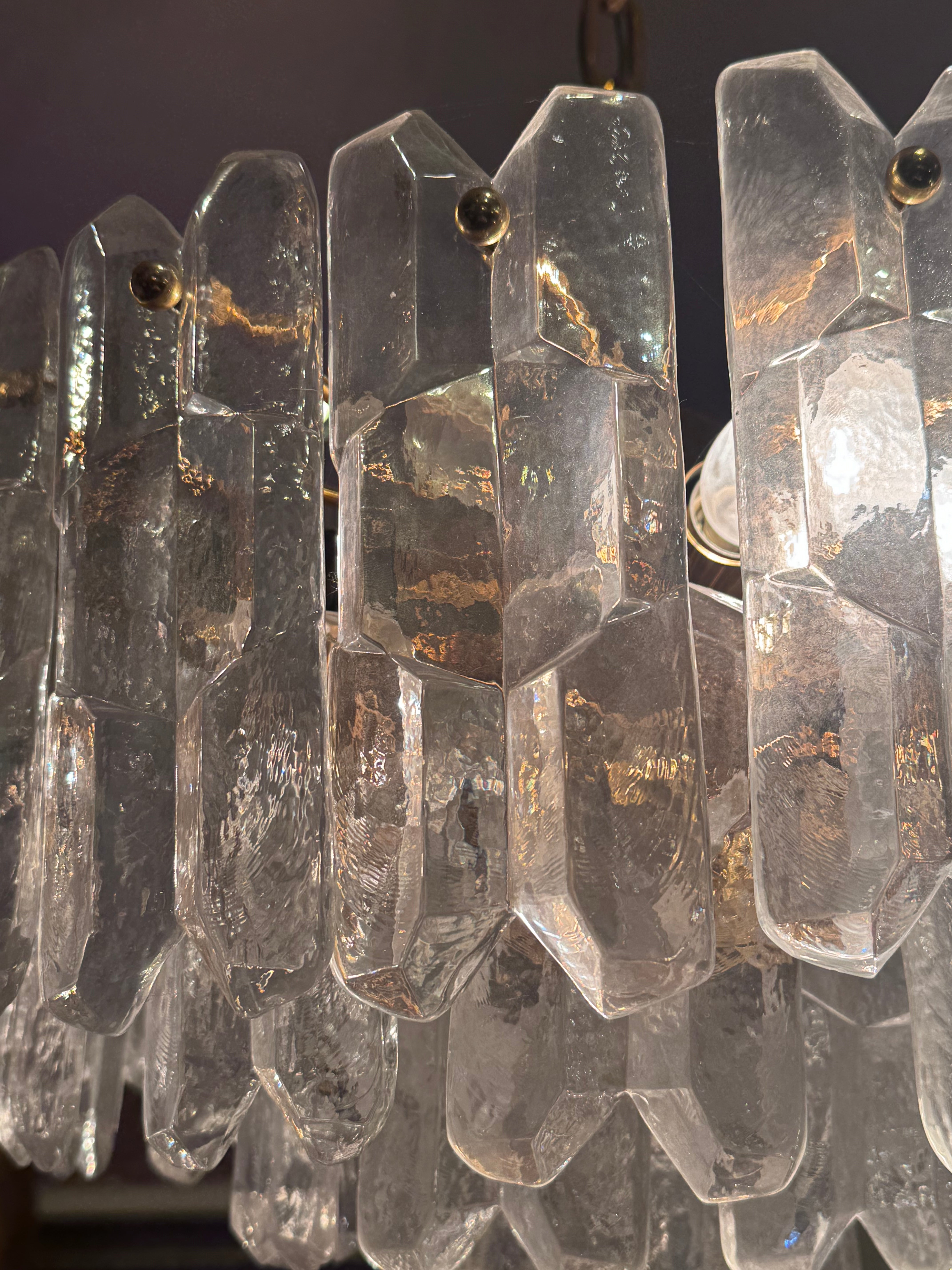 Mid Century Modern J.T. Kalmar Palazzo Flush Mount Tiered Crystal Glass Chandelier