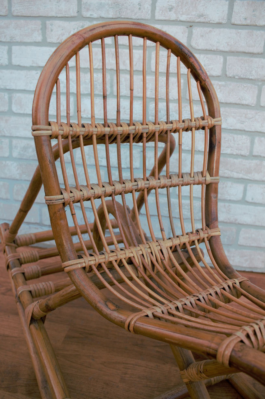 Mid Century Modern Italian Bamboo and Rattan Rocking Horse Attributed to Albini