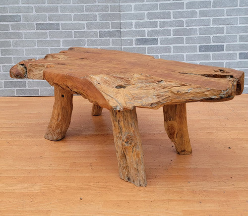 Vintage Shamaris Styled Rustic Natural Teak Tree Root Sculptural Cocktail Table