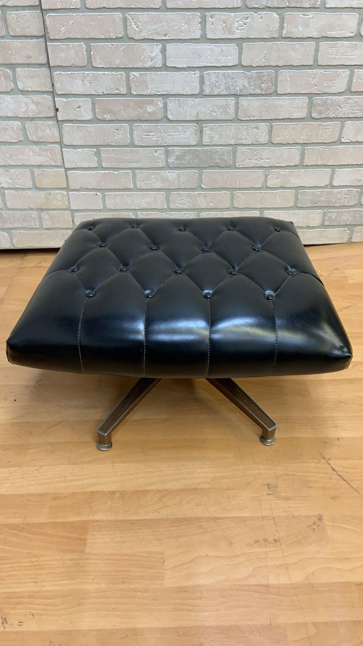 Mid Century Modern George Mulhauser Mr. Chair Lounge & Ottoman for Plycraft in Black Leatherette