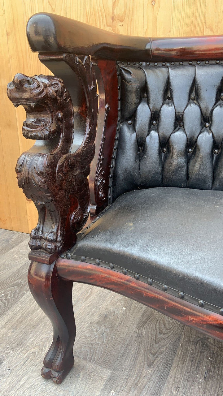 Antique R.J. Horner Style Carved Mahogany Winged Griffin Parlor Set