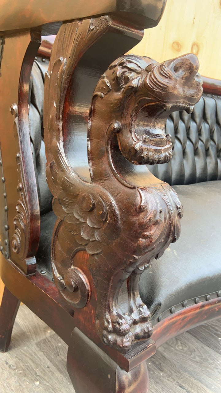 Antique R.J. Horner Style Carved Mahogany Winged Griffin Parlor Set