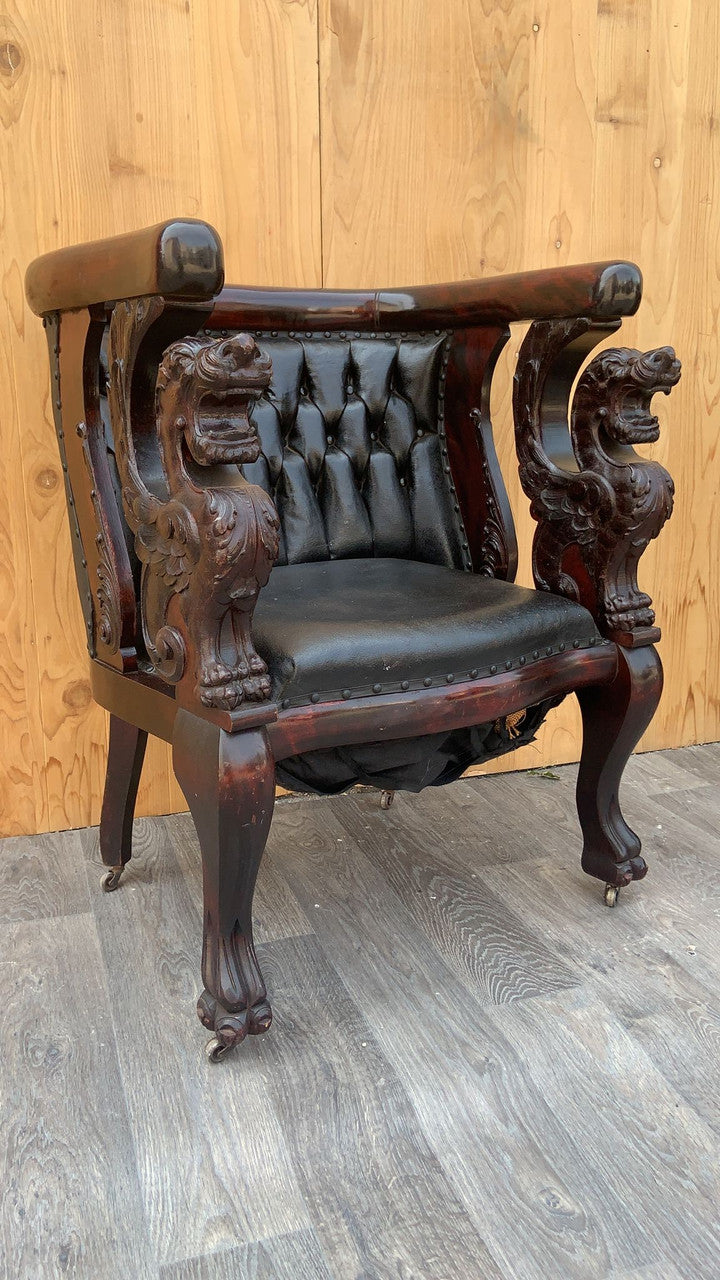 Antique R.J. Horner Style Carved Mahogany Winged Griffin Parlor Set