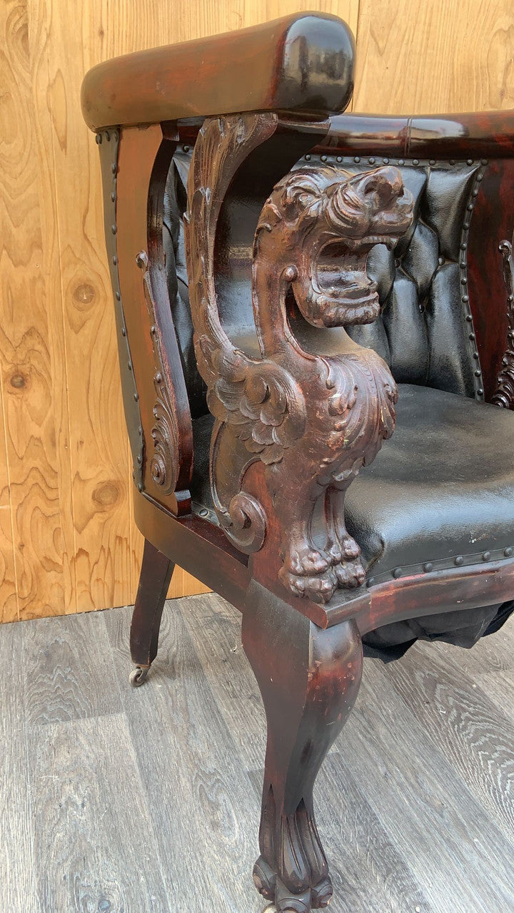 Antique R.J. Horner Style Carved Mahogany Winged Griffin Parlor Set