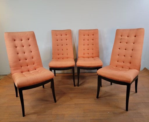 Mid Century Modern High Back Button Tufted Dining Chairs by Directional - Set of 6
