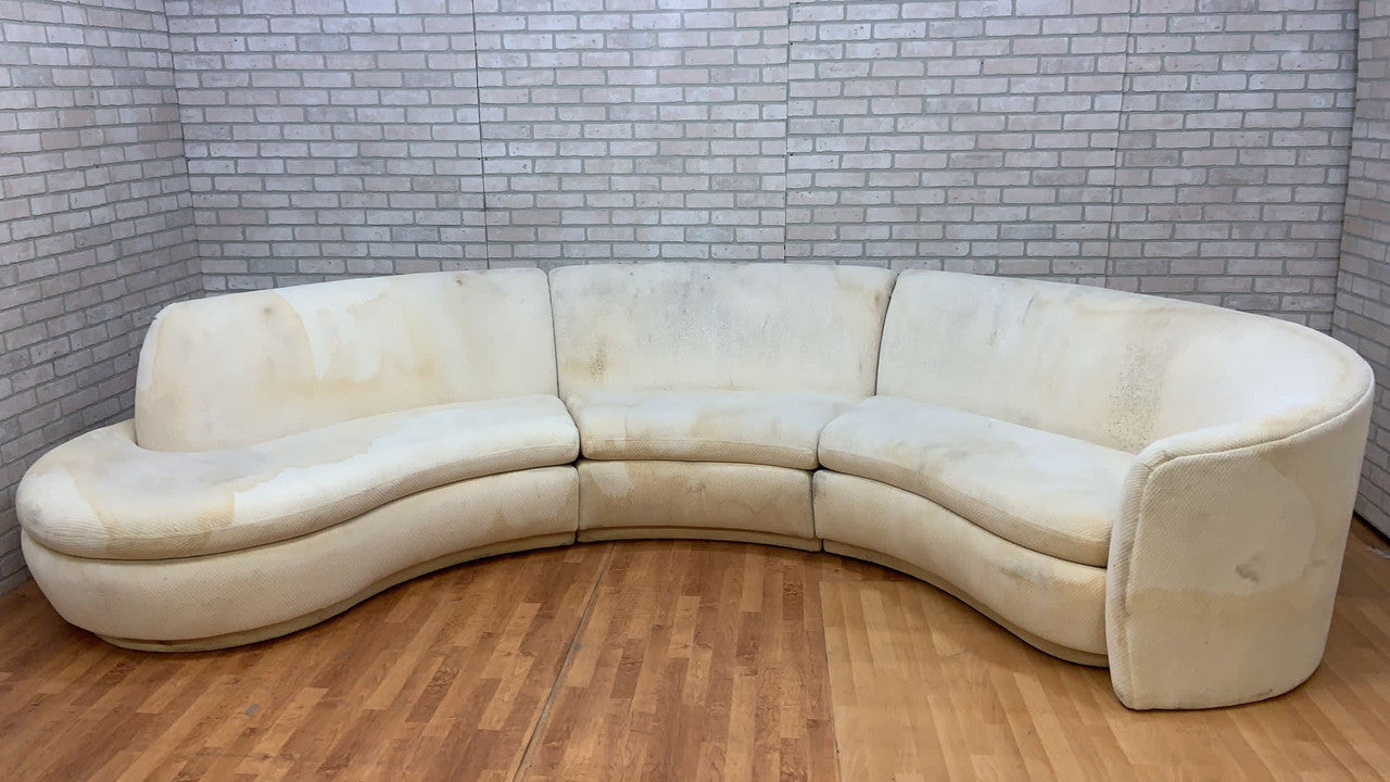 Mid Century Modern Vladimir Kagan Style 3 Piece Curved Sectional Sofa for Upholstery