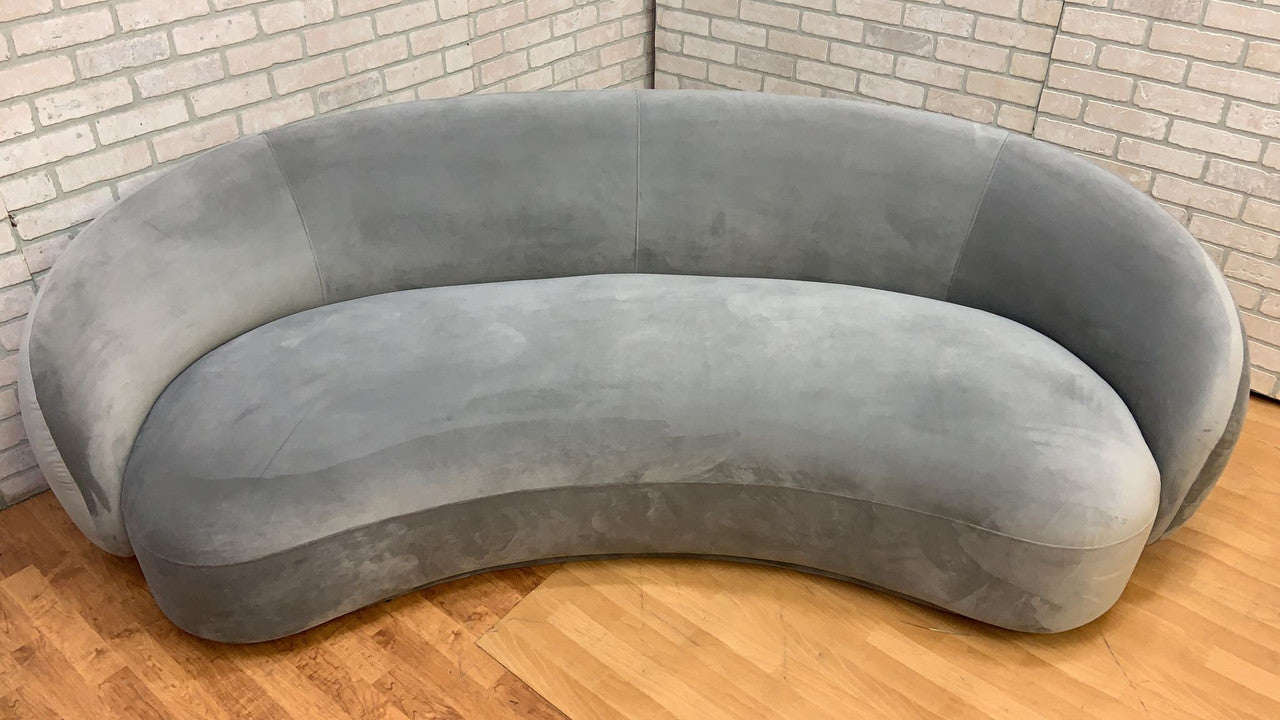 Vintage Style Julep Curved Sofas in Grey Performance Velvet - Set of 2