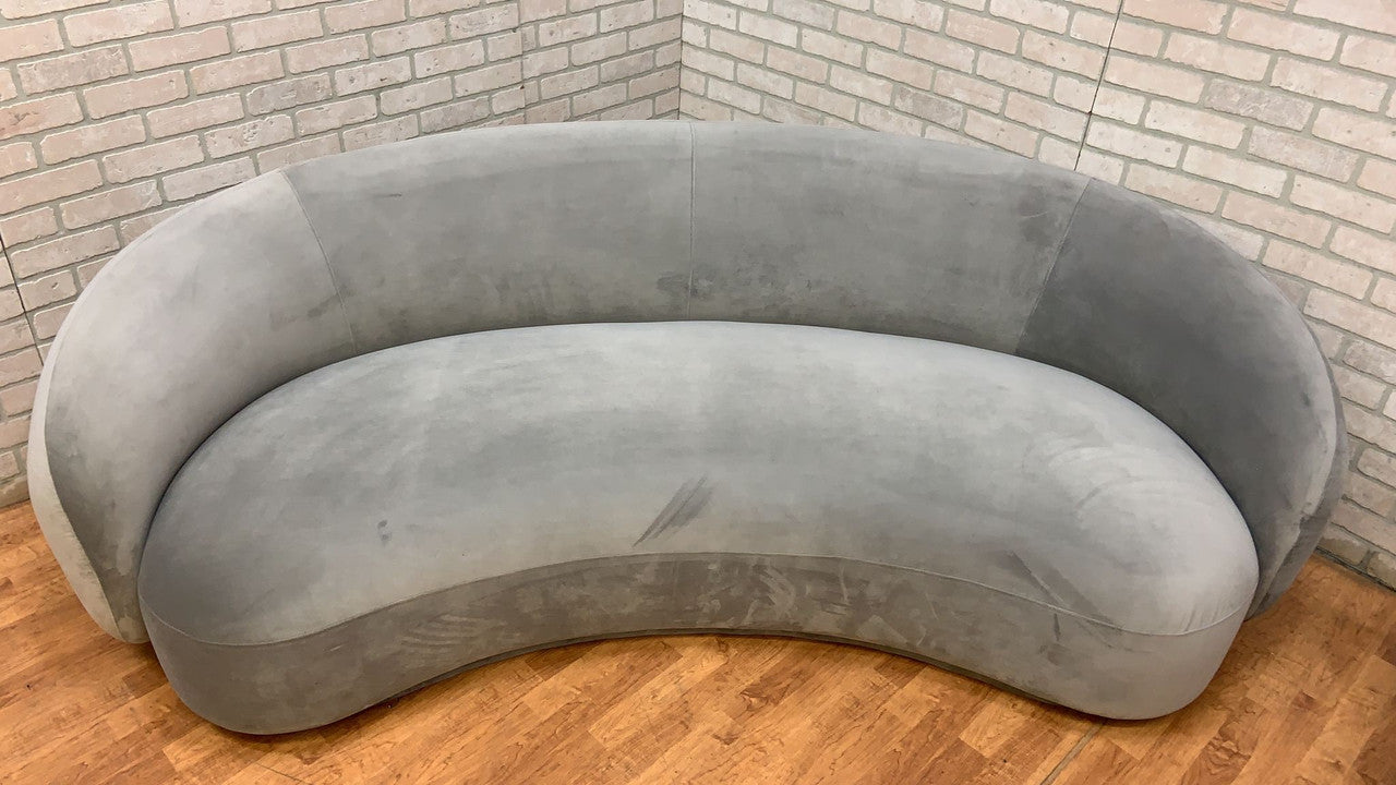 Vintage Style Julep Curved Sofas in Grey Performance Velvet - Set of 2
