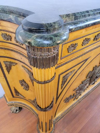 French Louis XVI Figural Bronze Ormolu Chest Commode Styled After Benneman