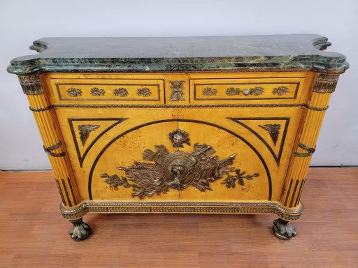 French Louis XVI Figural Bronze Ormolu Chest Commode Styled After Benneman