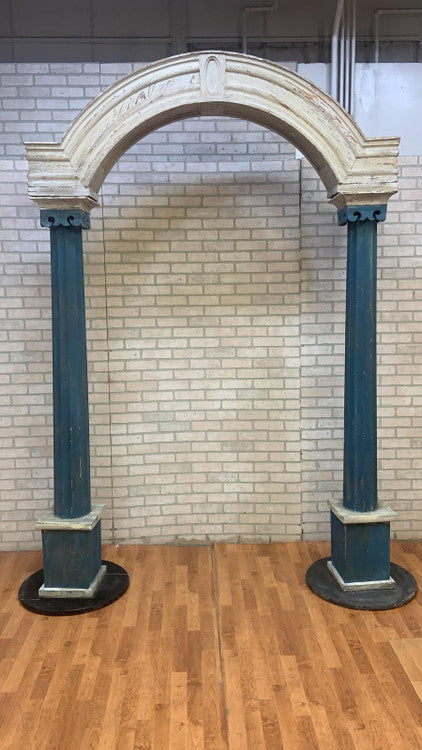 Vintage French Style Architectural Wood Crafted Dual Columned Free Standing Archway