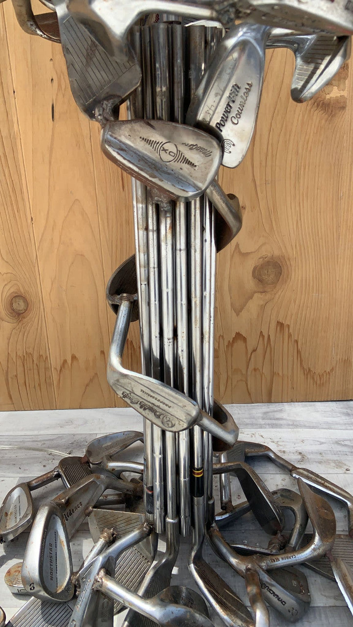 Vintage Hand Forged Tall Golf Club Table Lamp with Silhouette Golf Club Shade