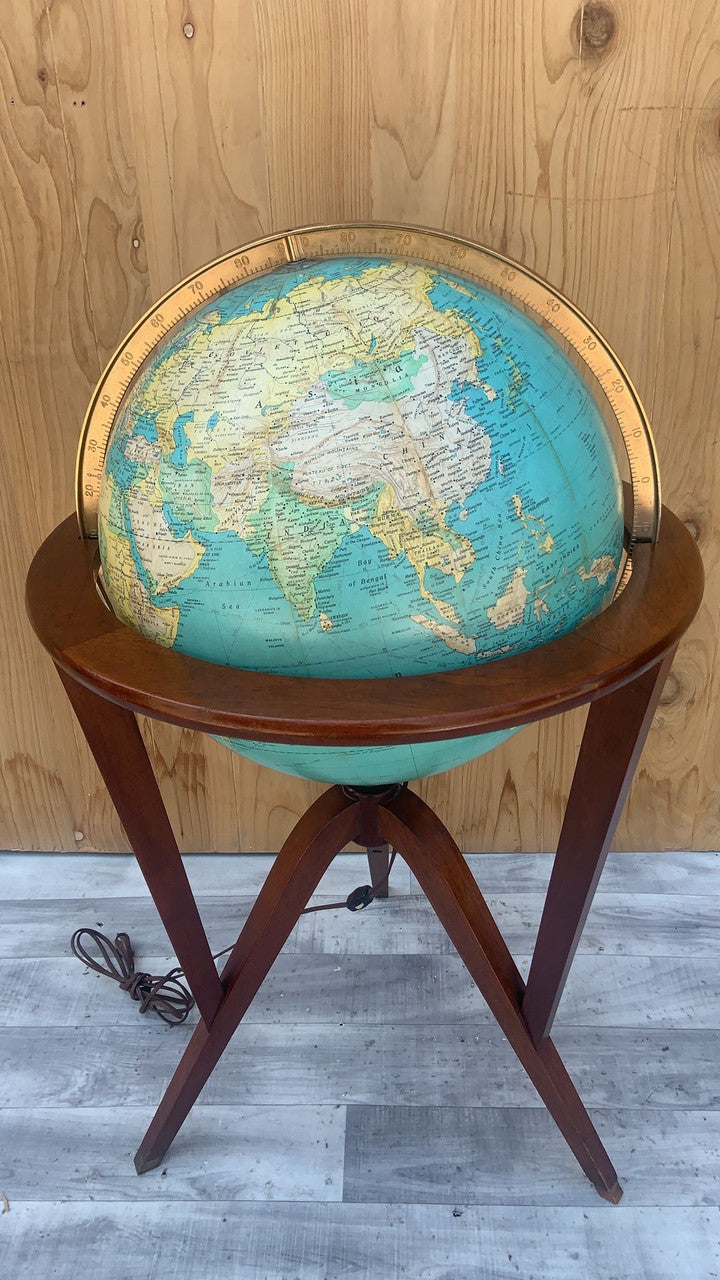 Mid Century Modern Dunbar Illuminated Floor Globe by Edward Wormley
