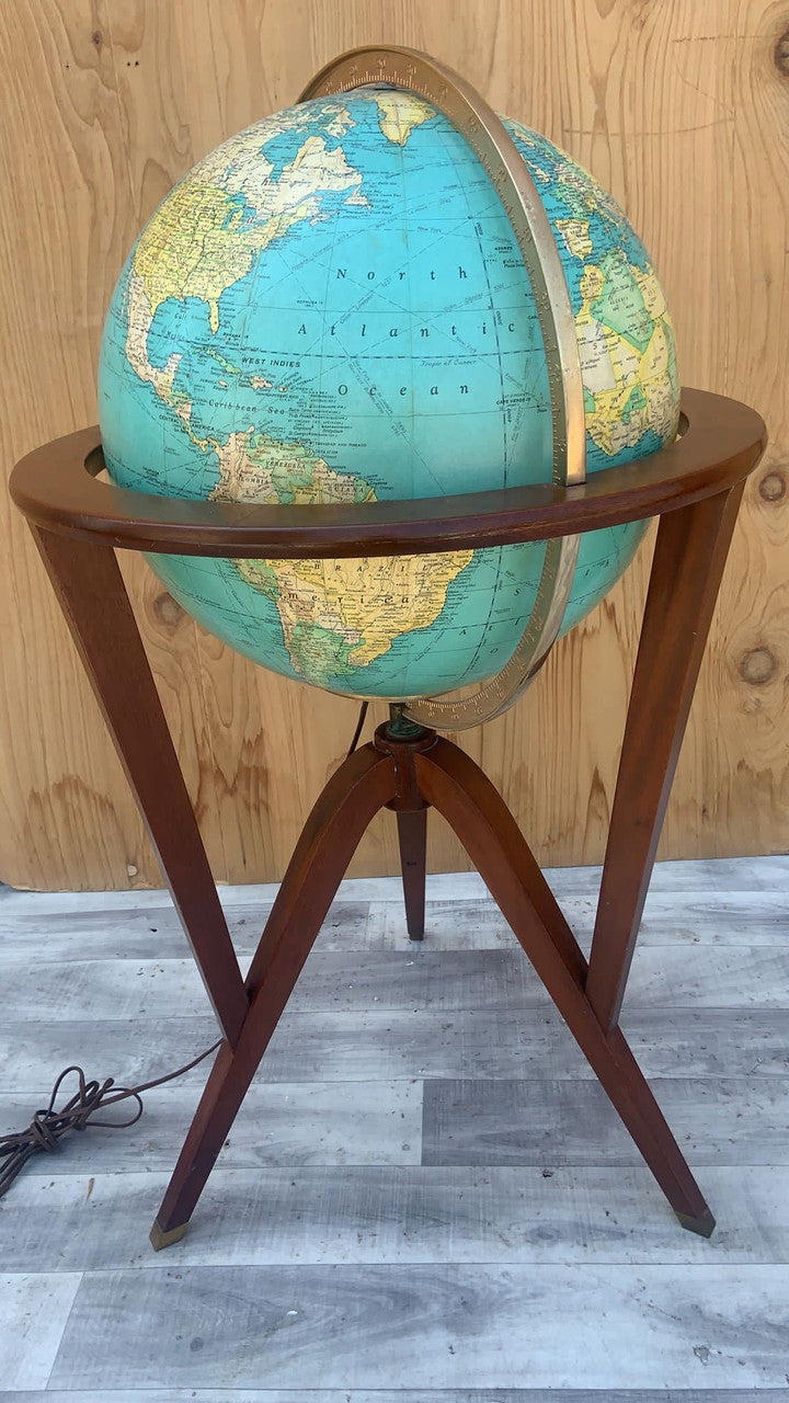 Mid Century Modern Dunbar Illuminated Floor Globe by Edward Wormley