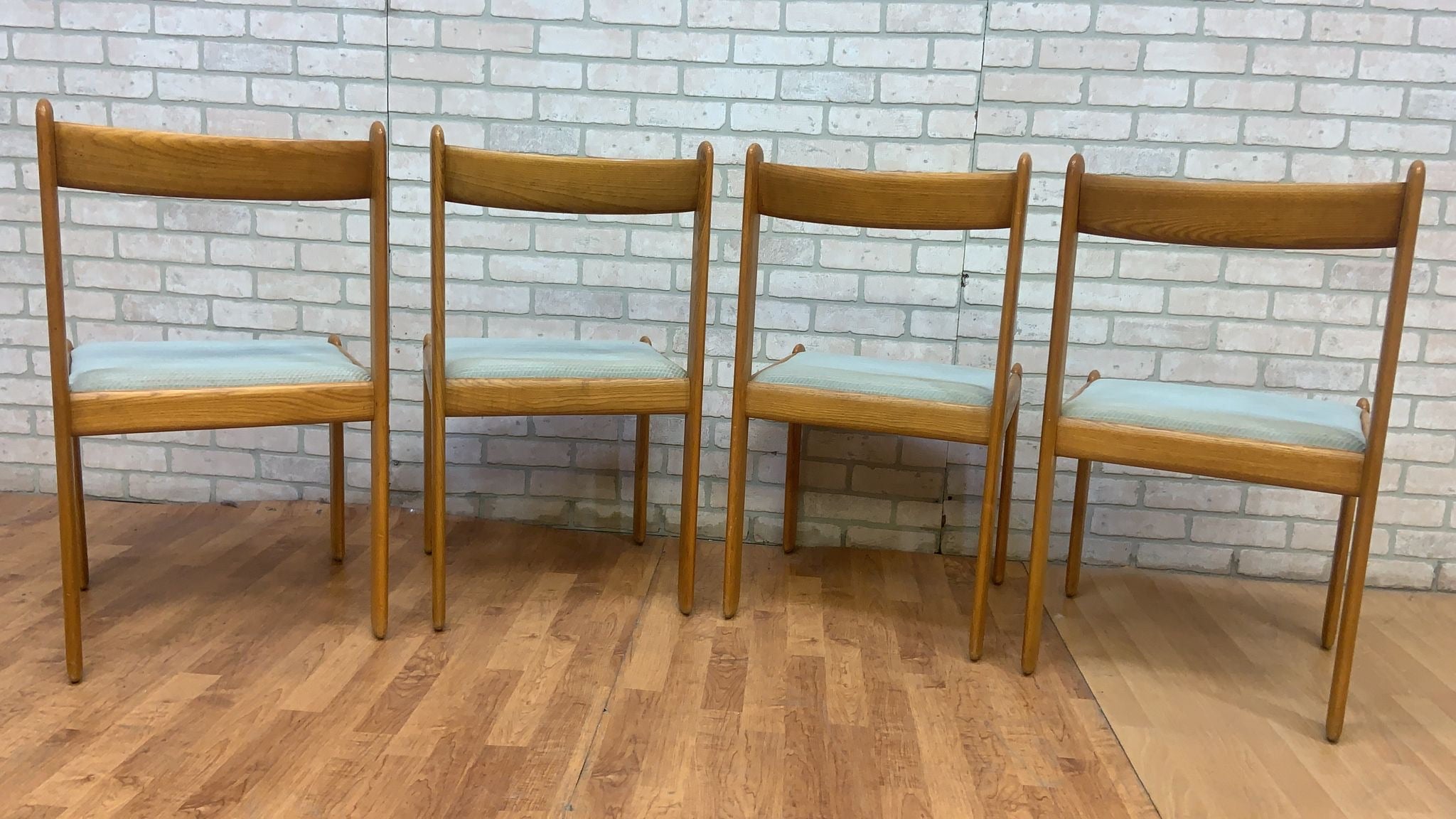 Vintage Italian Modern Vico Magistretti Style Blonde Beech Wood Chairs - Set of 4
